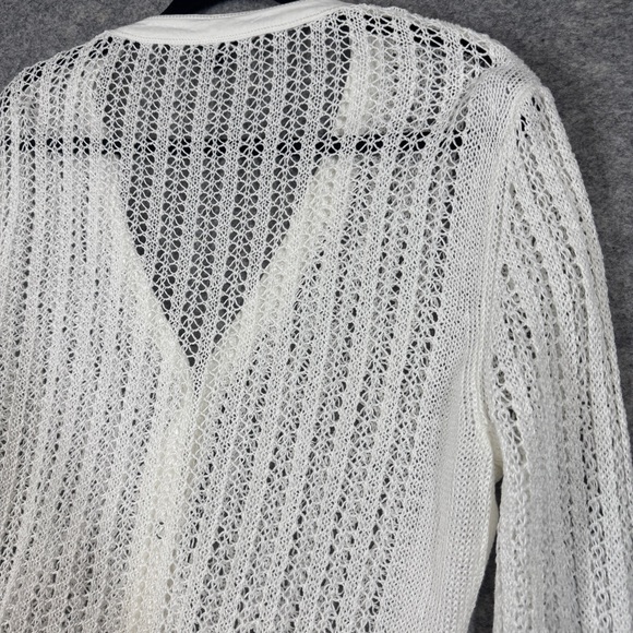 Lafayette 148 White Open Knit Cardigan Size XL Lightweight Button Front Sweater - Picture 15 of 15